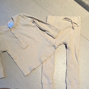 Mebie baby Kids Tan Ribbed Matching Set 6-12